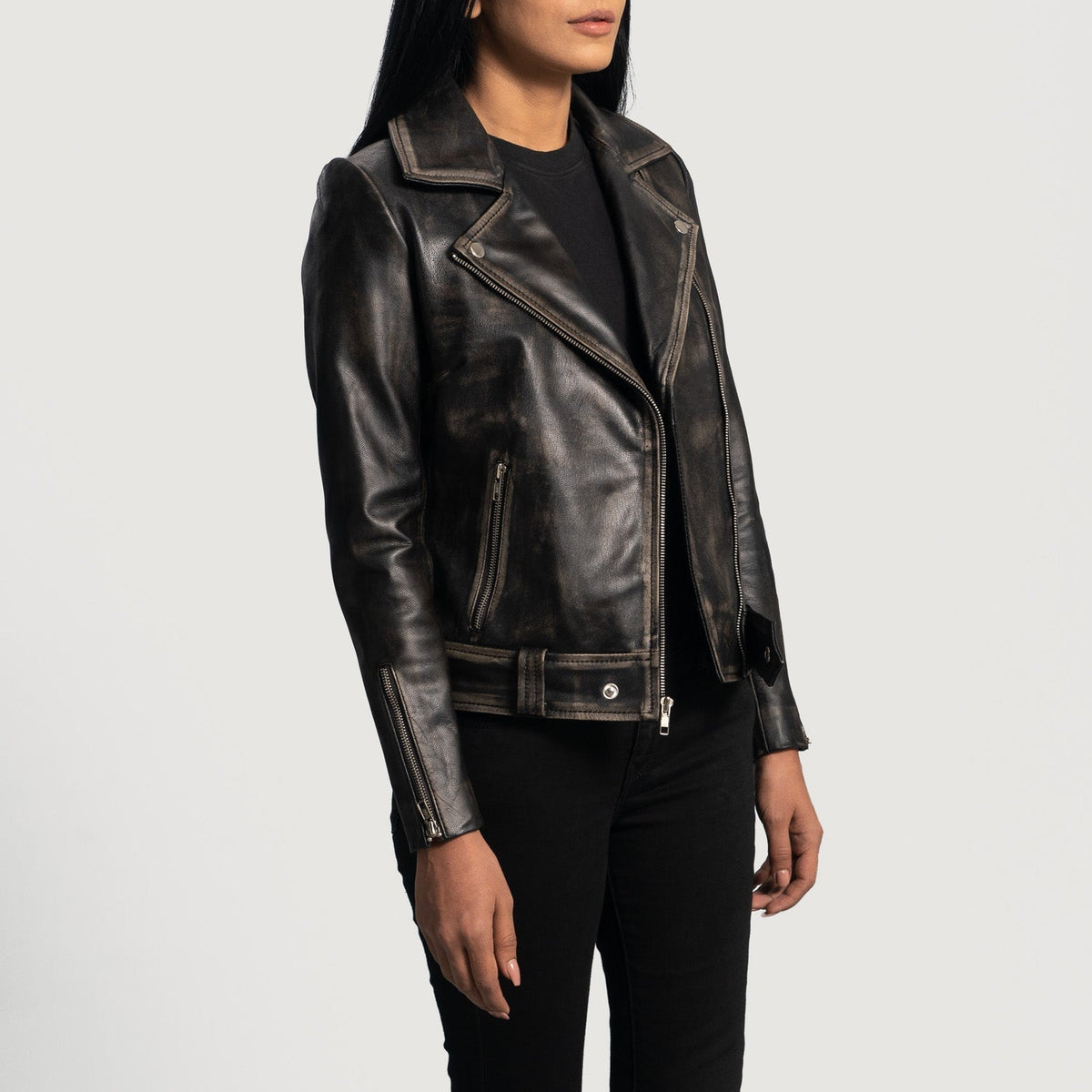 
Rumy Marrone Rossiccio Giacca Biker in Pelle da Donna – alternate product view 2