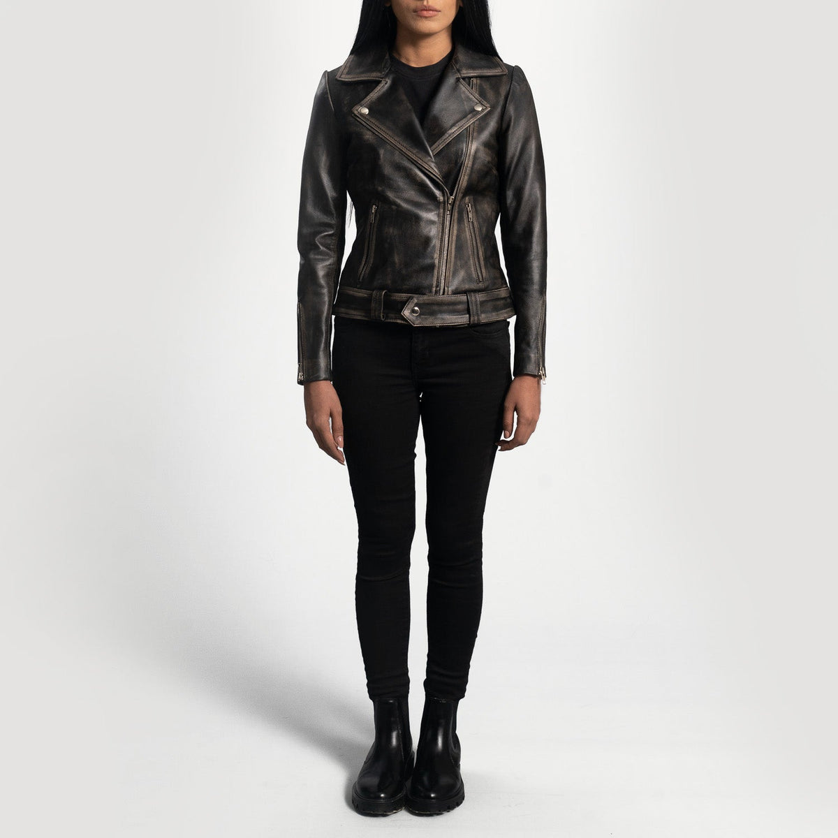 
Rumy Marrone Rossiccio Giacca Biker in Pelle da Donna – alternate product view 3