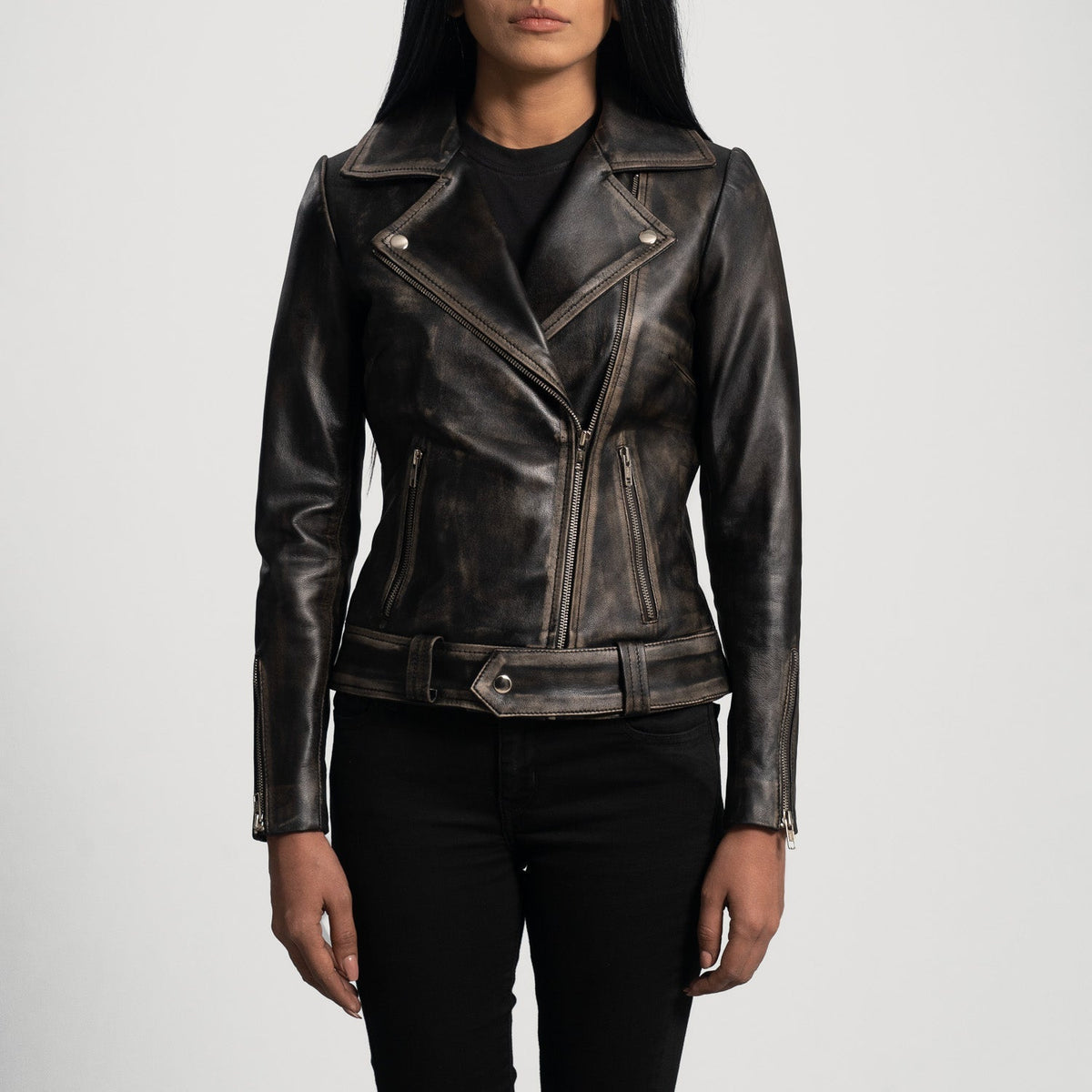 
Rumy Marrone Rossiccio Giacca Biker in Pelle da Donna – alternate product view 4