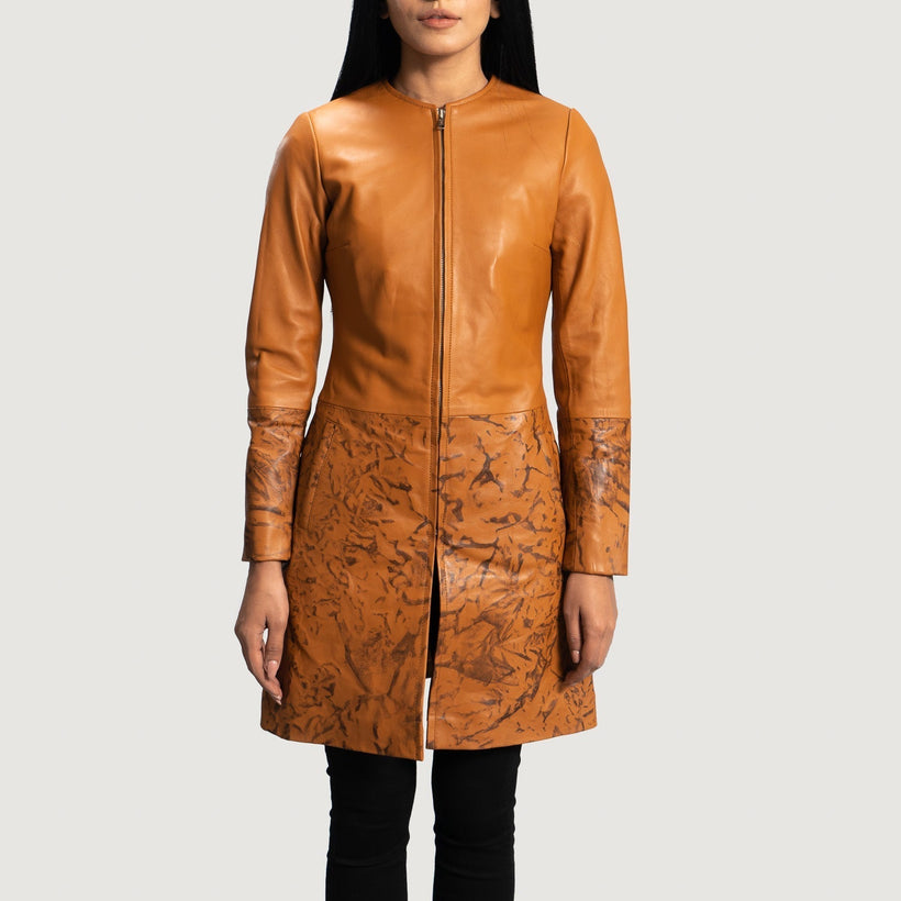Sandy Cuoio Dye Cappotto in Pelle da Donna