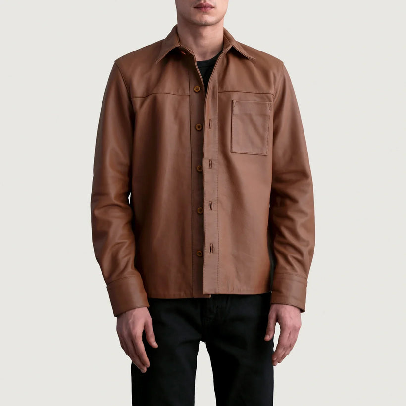Scout Matte Marrone Leather Shirt da Uomo