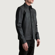 
Tumbled Black Sheepskin leather Jacket - Vista posteriore con spalle definite e orlo pulito