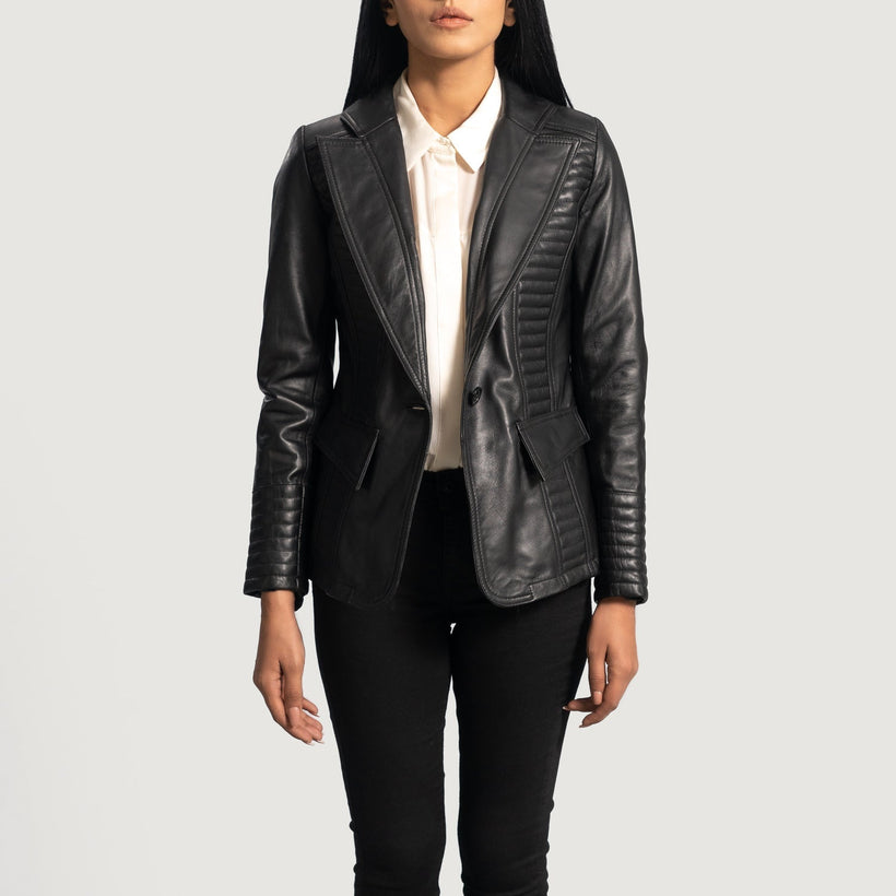 Selina Nero Blazer in Pelle in Pelle da Donna