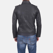 Sergeant Nero Giacca in Pelle da Uomo - Lateral Side Profile View Showing Sleeve Cut &amp; Athletic Taper Fit