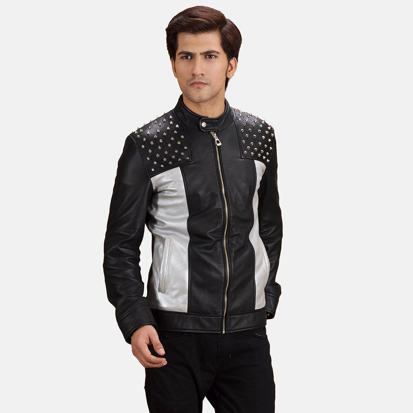 Shapron con Borchie Giacca Biker in Pelle da Uomo