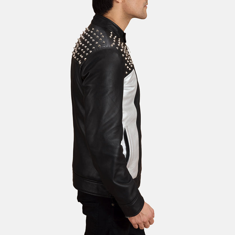 Shapron con Borchie Giacca Biker in Pelle da Uomo