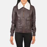 
Dettaglio ravvicinato of Shirt with Removable Collar & Zipper Hardware on Stella G-1 Maroon Leather Bomber Jacket