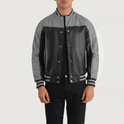
Terrance Black & Red Leather Varsity Jacket in Black & Red Sheepskin Leather - Vista frontale e silhouette sartoriale | Acquista online