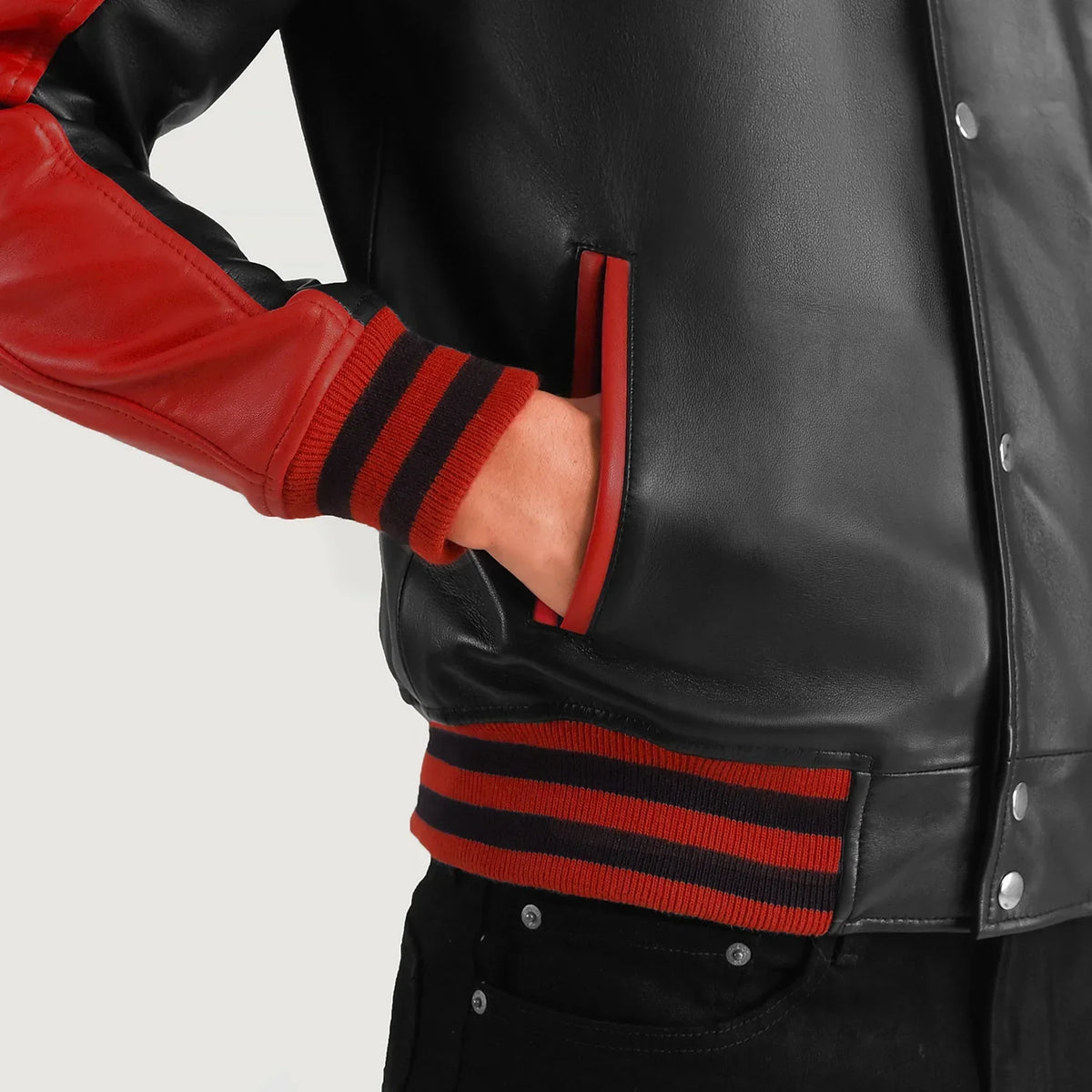 
Terrance Nero Varsity Giacca in Pelle da Uomo – alternate product view 6