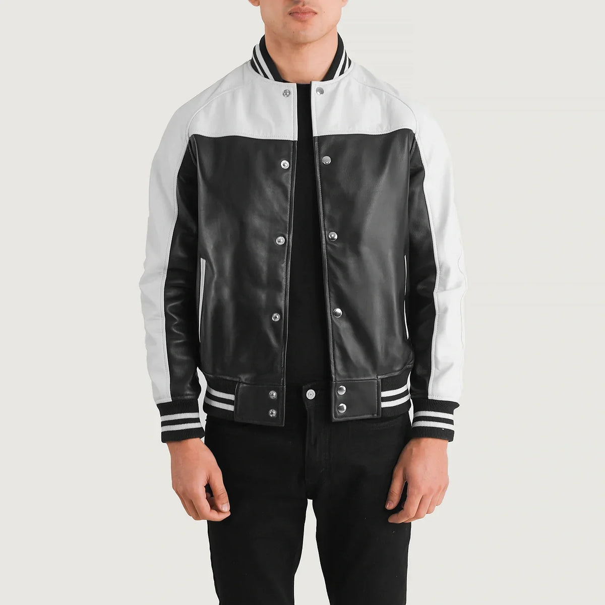 
Terrance Nero Varsity Giacca in Pelle da Uomo – alternate product view 1
