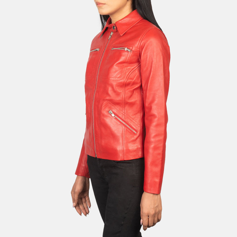 Tomachi Rosso Giacca in Pelle da Donna