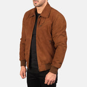 Brown Goatskin suede Jacket - Vista posteriore Showing Tailored Shoulder Fit &amp; Clean Hemline