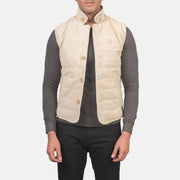 
Tony Off-Bianco Suede Vest da Uomo in Off-White Goatskin Suede - Vista frontale e silhouette sartoriale | Acquista online