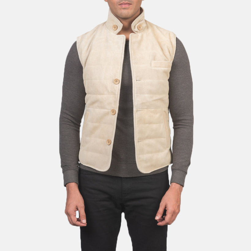 Tony Off-Bianco Suede Vest da Uomo