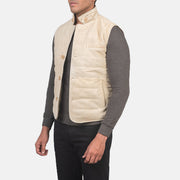 
Off-White Goatskin Suede Leather Vest - Vista posteriore con spalle definite e orlo pulito
