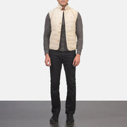 
Tony Off-Bianco Suede Vest da Uomo - Vista laterale che mostra il taglio ergonomico delle maniche