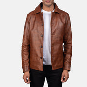 
Waffle Marrone Giacca in Pelle da Uomo in Distressed Brown Sheepskin Burnishing - Vista frontale e silhouette sartoriale | Acquista online