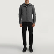 
Wesley Grigio Hooded Windbreaker Giacca in Pelle da Uomo - Vista laterale che mostra il taglio ergonomico delle maniche