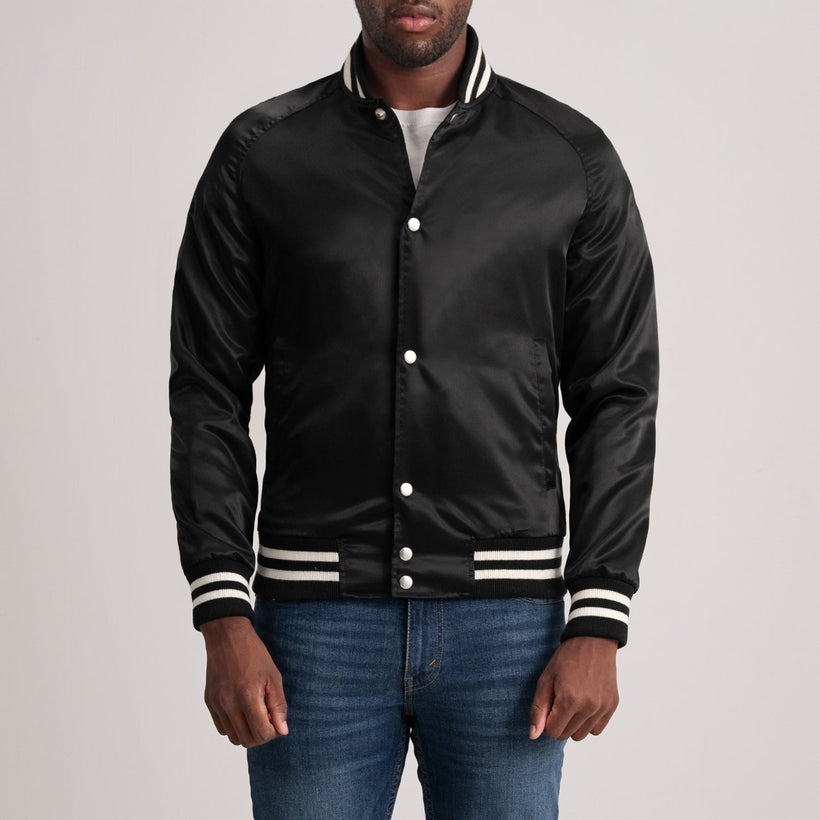 Xander Nero Varsity Giacca in Pelle da Uomo