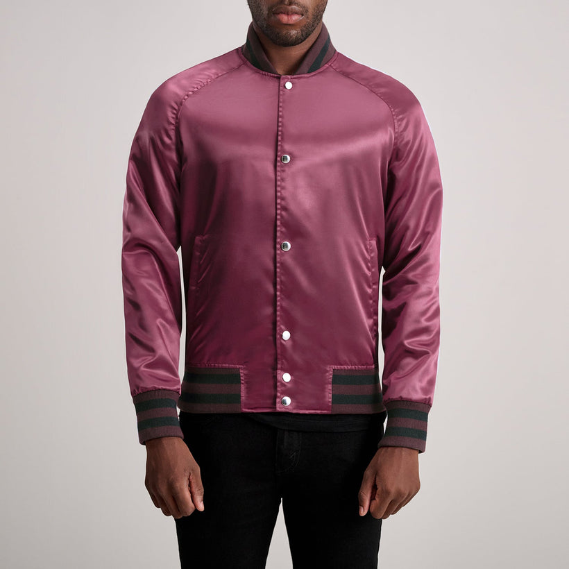 Xander Bordeaux Varsity Giacca in Pelle da Uomo